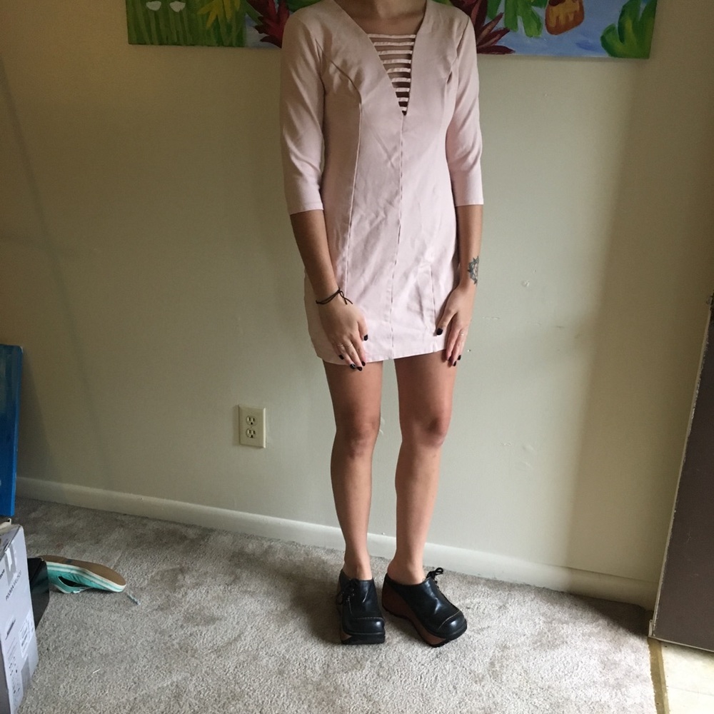 Baby pink B Darlin bodycon plunge dress